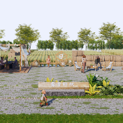 稻田 露营地su模型