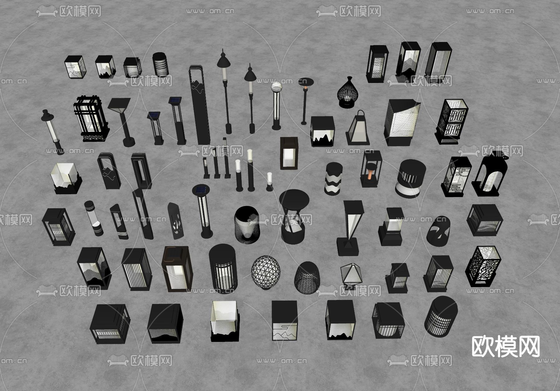 中式景观灯 草坪灯su模型下载（渲染图2）