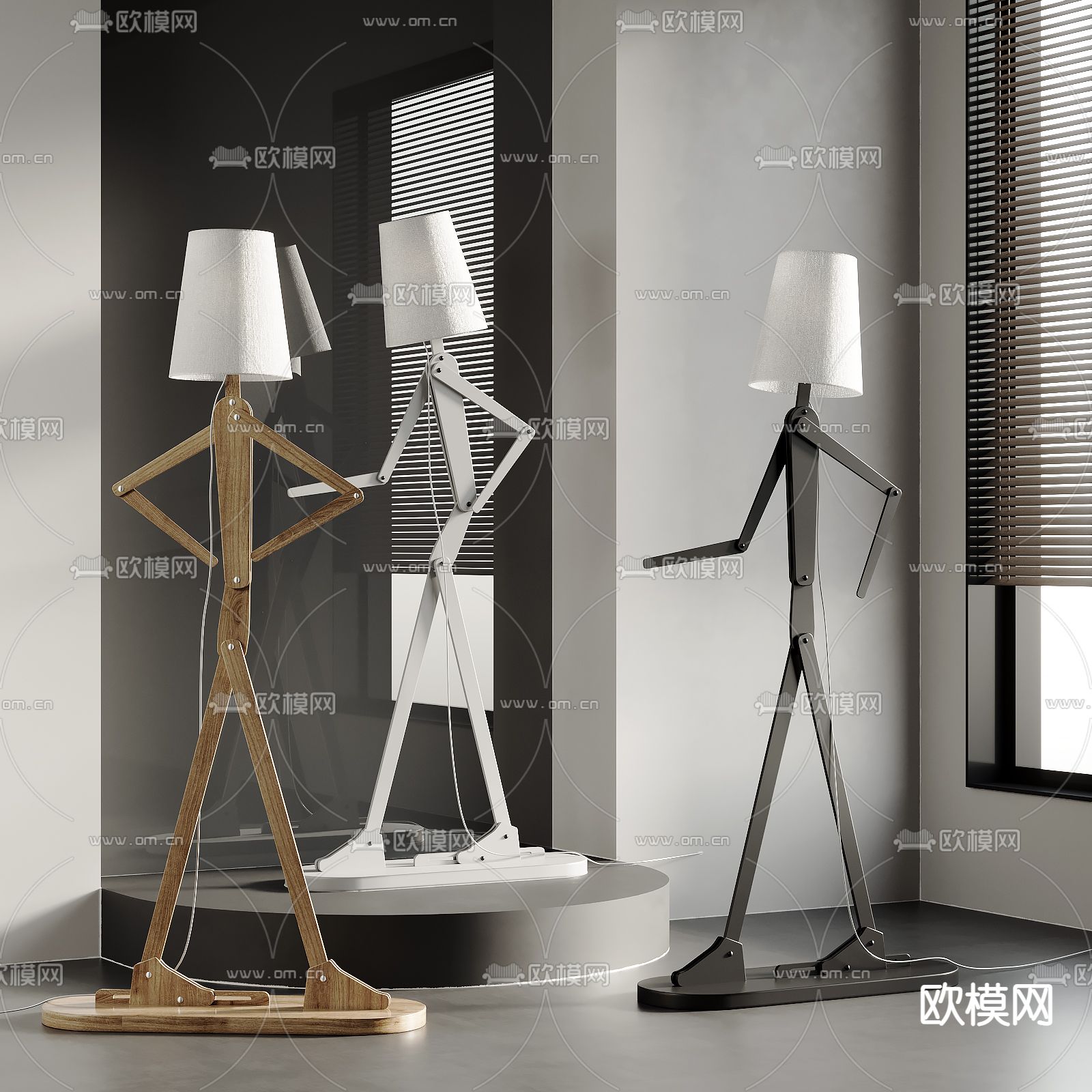 人形落地灯su模型下载（渲染图1）