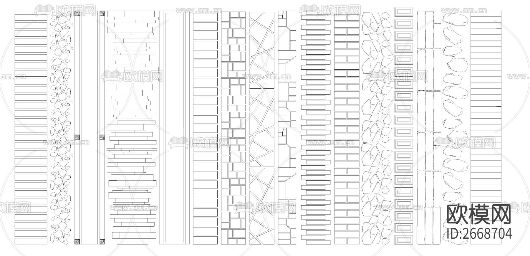 新中式石铺小路cad图库下载（渲染图2）