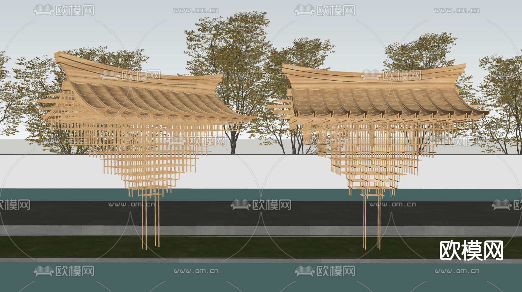 古建筑雕塑 屋檐su模型下载（渲染图3）