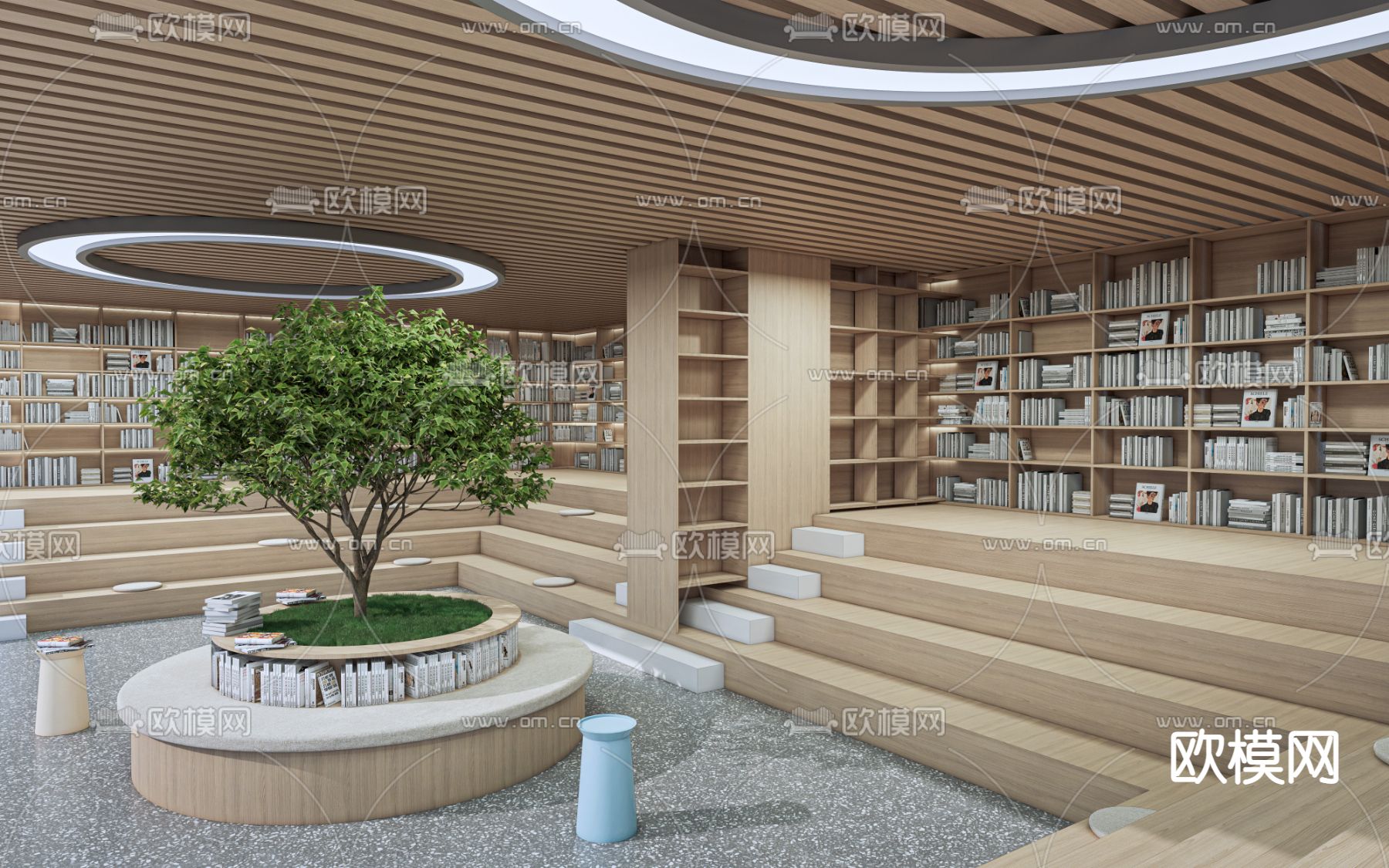 图书馆 阶梯阅读室su模型下载_ID14113676_sketchup模型下载-欧模网