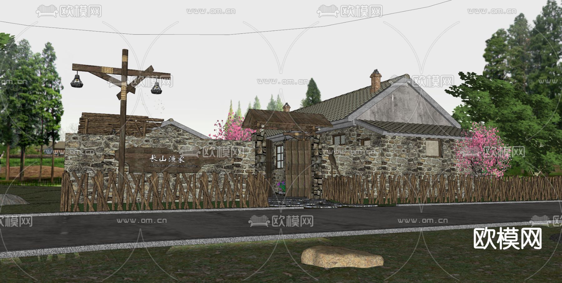 民宿外观 农家乐su模型下载（渲染图2）