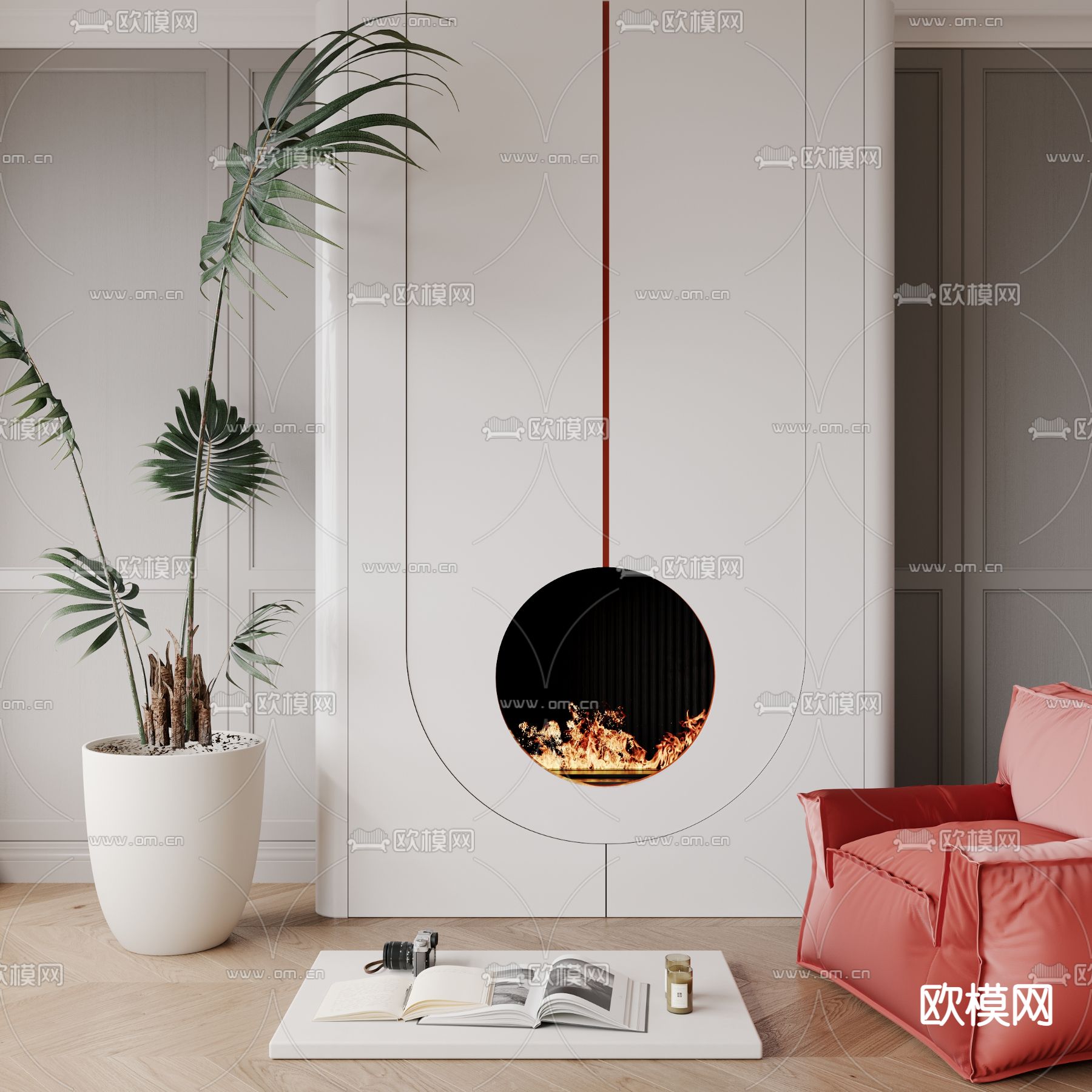 嵌入式壁炉3d模型下载