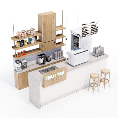  奶茶店点餐台 操作台su模型 