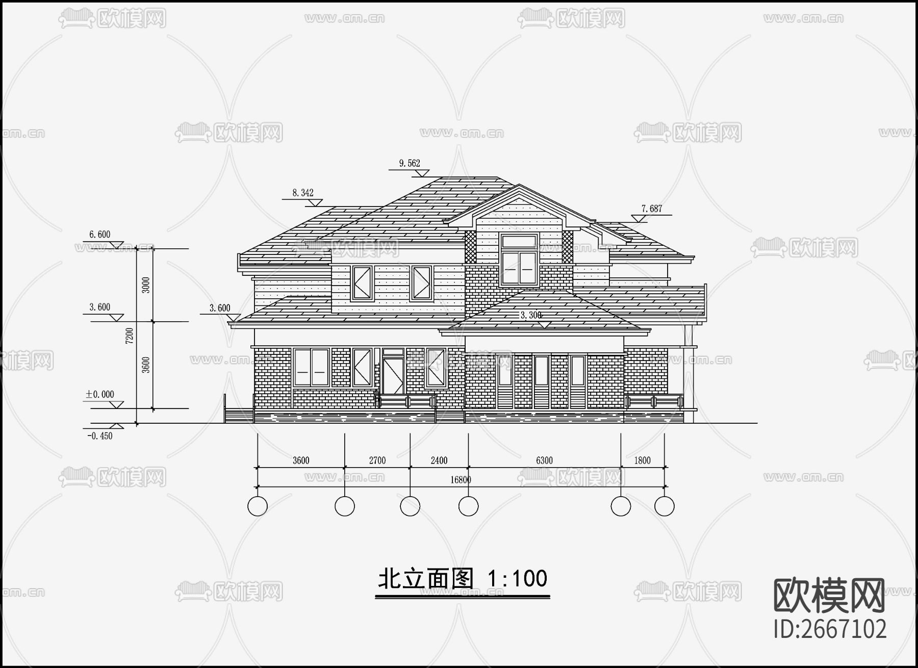 欧式别墅CAD施工图下载（渲染图6）
