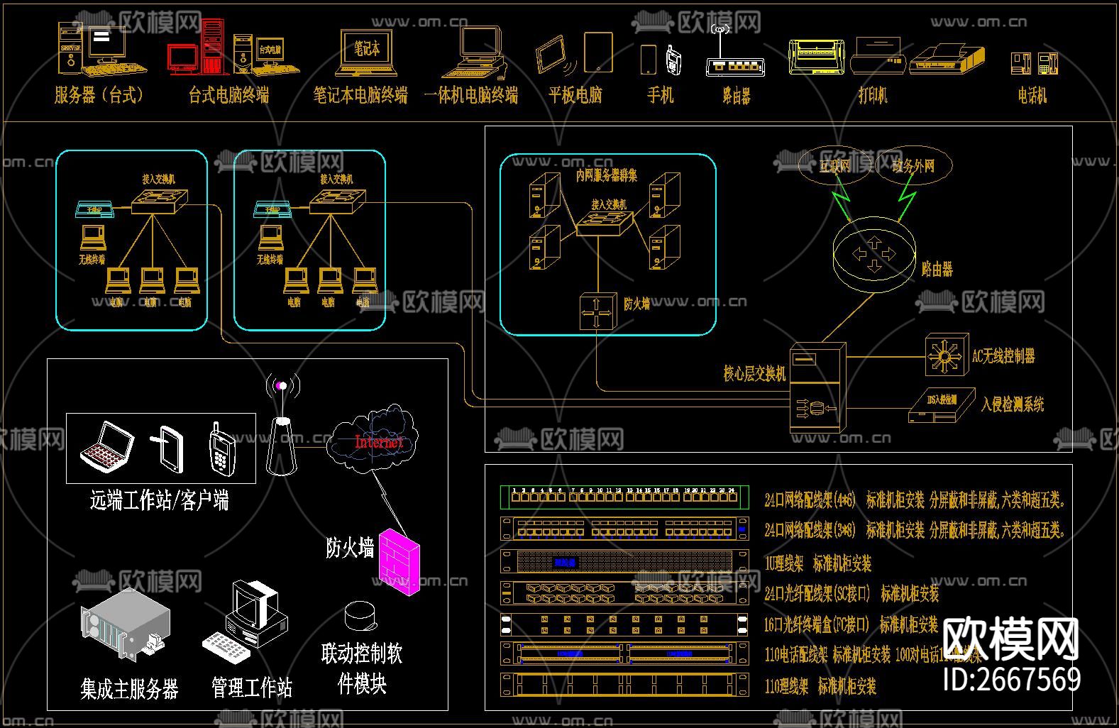 网络设备CAD图库下载（渲染图4）