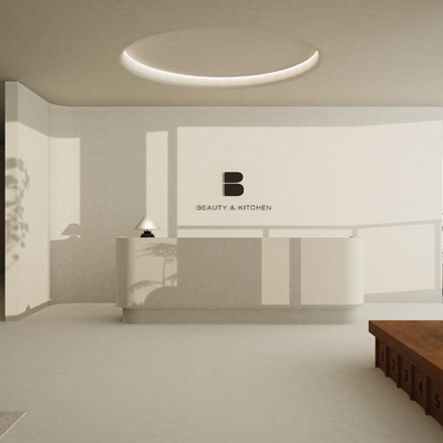  侘寂风美容院前台su模型 