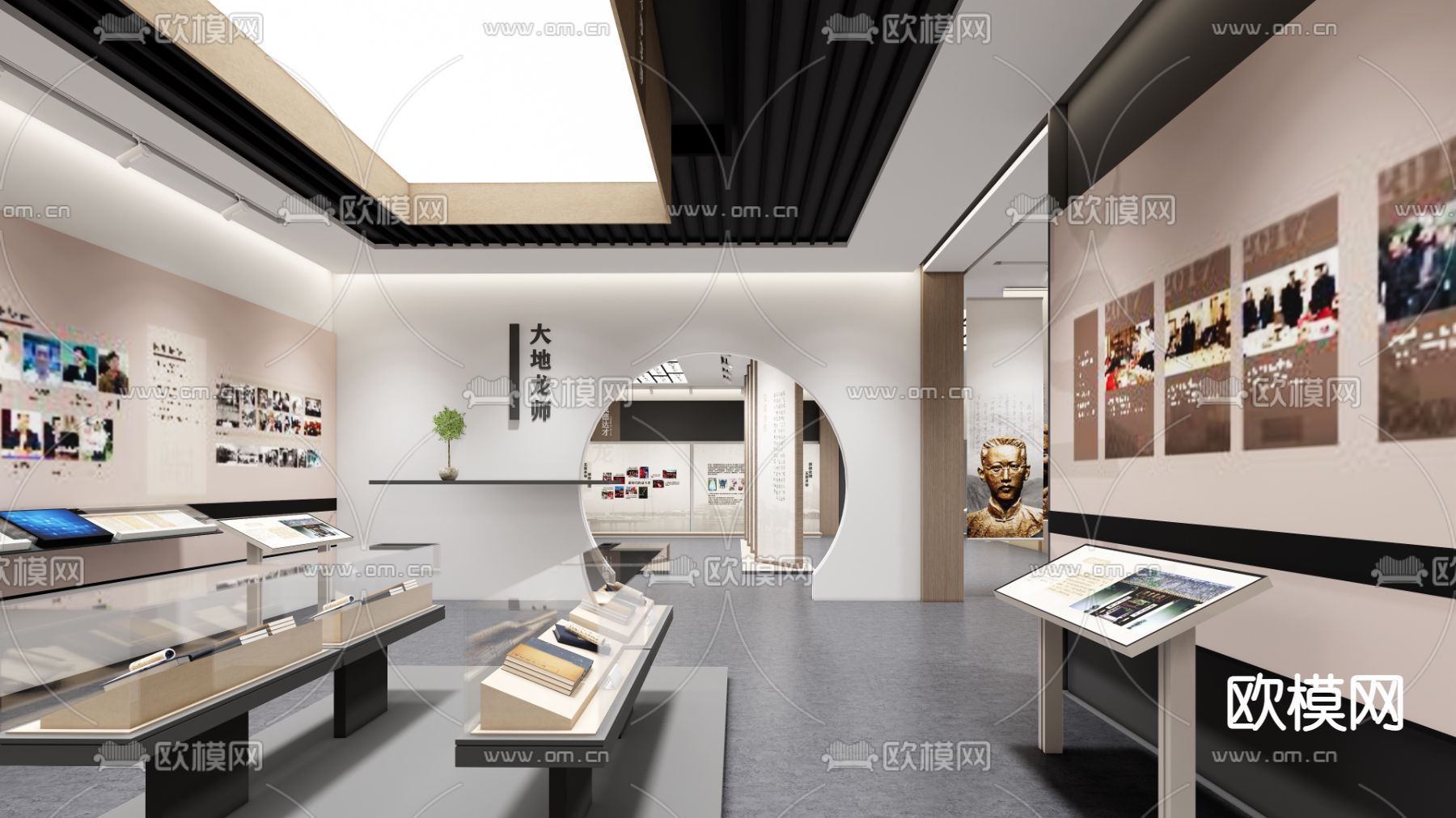 新中式校史馆 展馆su模型下载（渲染图1）