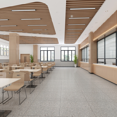  学校食堂 员工食堂su模型 