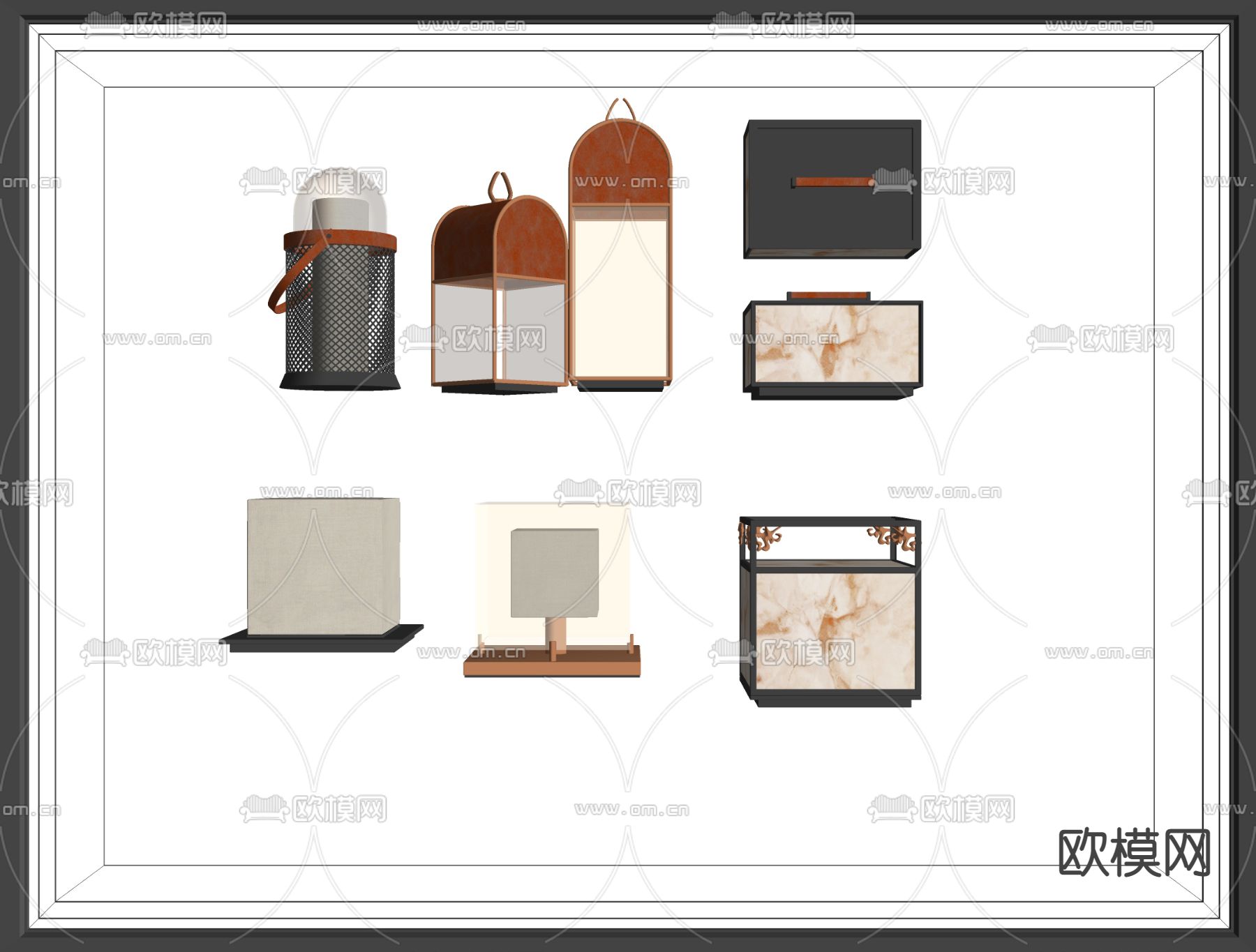 新中式庭院灯su模型下载（渲染图2）