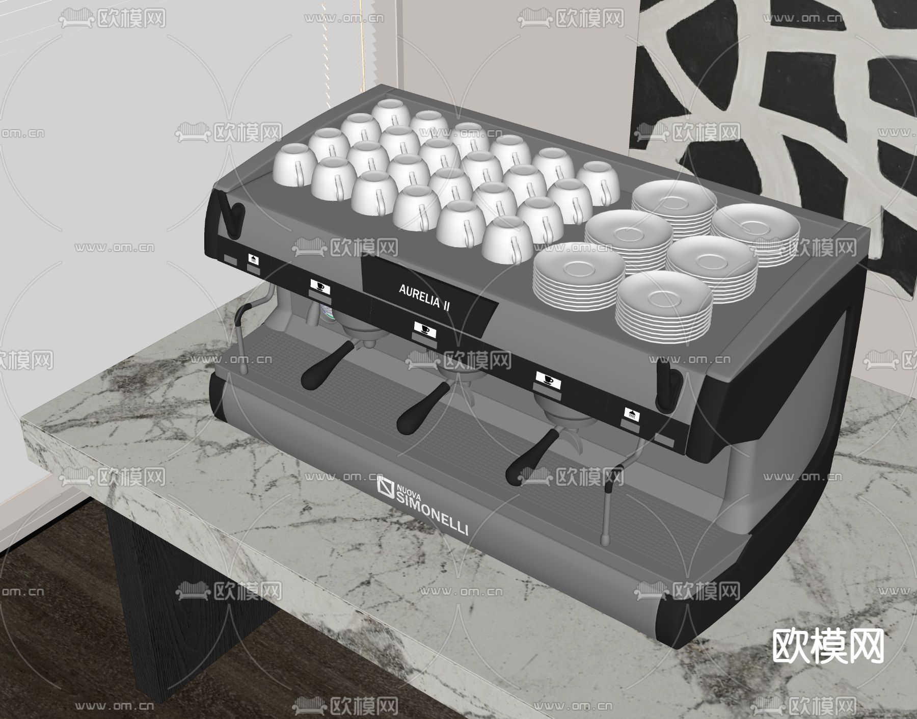 现代自助咖啡机su模型