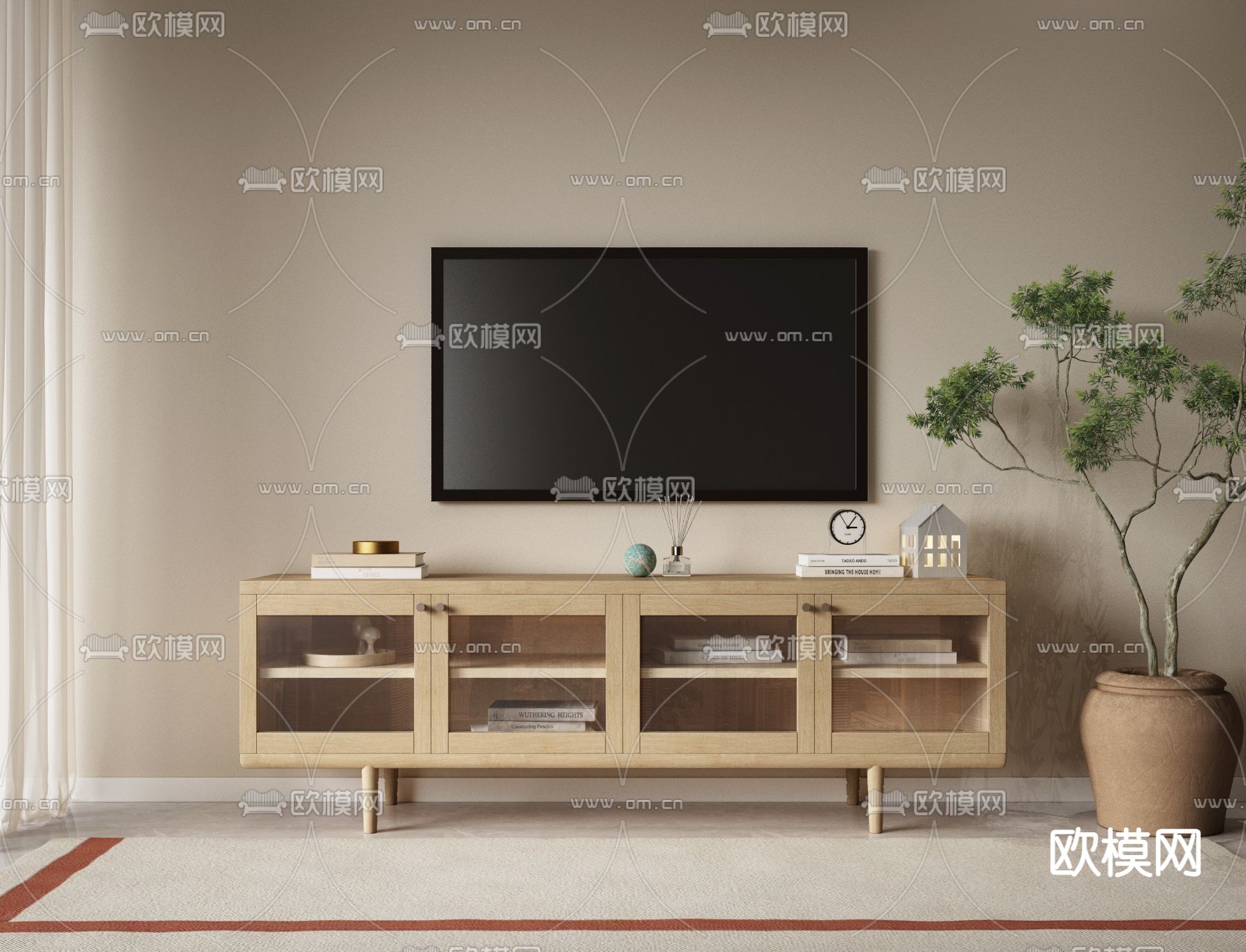 West Elm 北欧电视柜3d模型下载