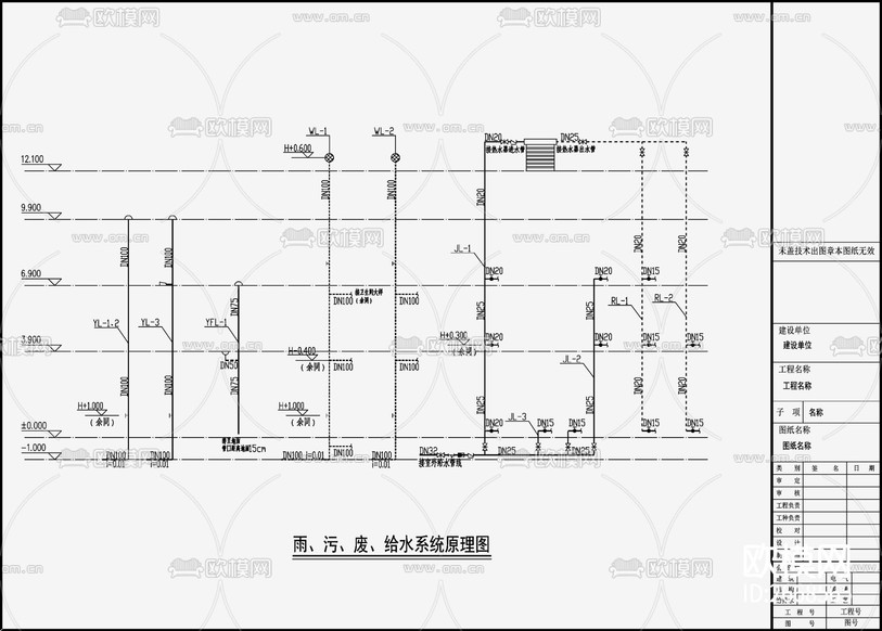 自建房建筑給排水CAD施工圖下載(渲染圖1)