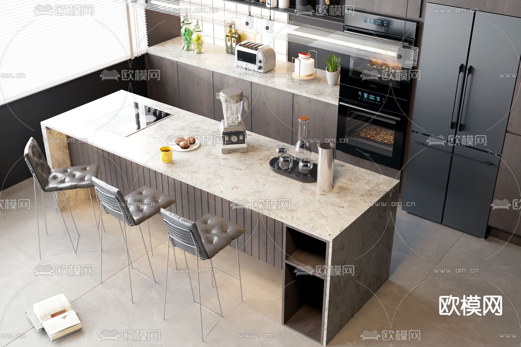 吧台 橱柜3d模型下载