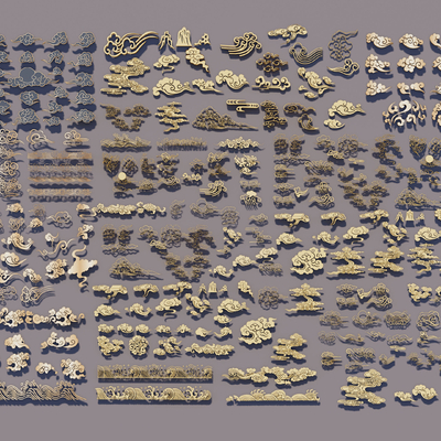  中式祥云雕花su模型 