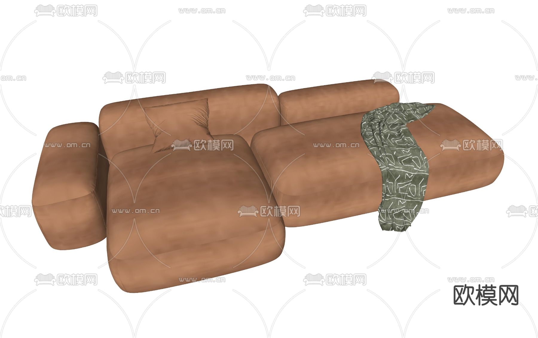 Baxter 转角沙发su模型下载（渲染图2）