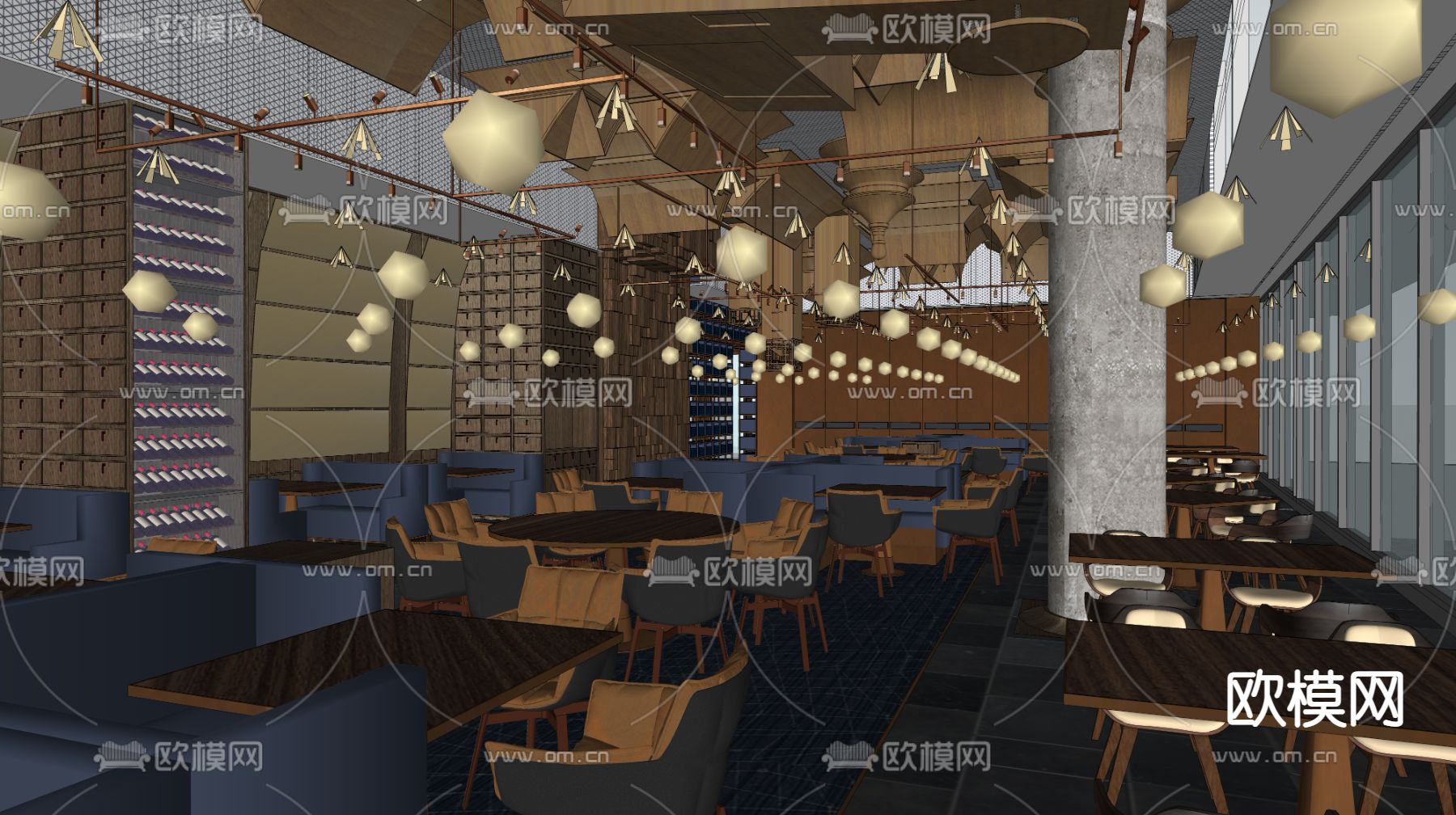 中餐厅su模型下载（渲染图2）