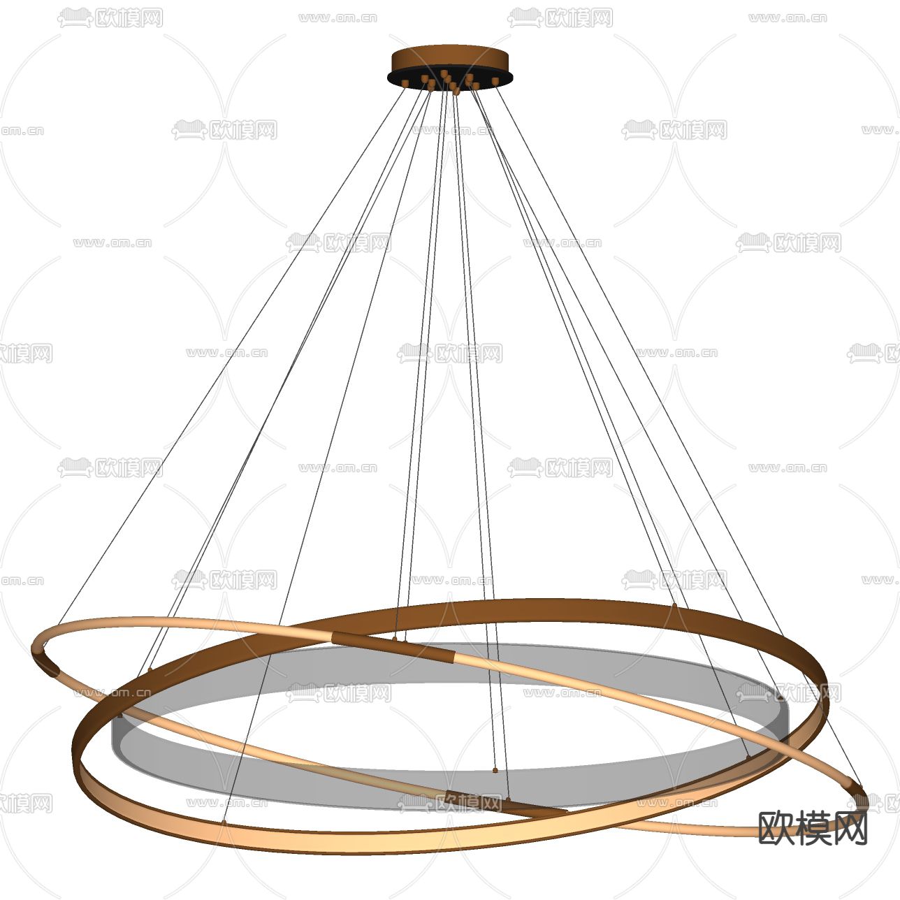 现代环形吊灯su模型下载（渲染图2）