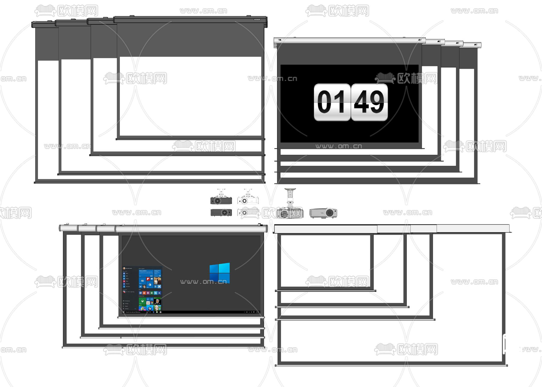投影仪 幕布su模型下载（渲染图2）