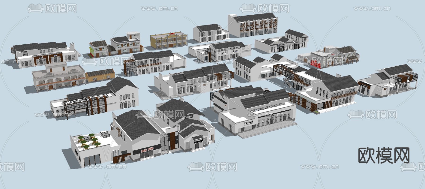 商业街建筑 外观su模型