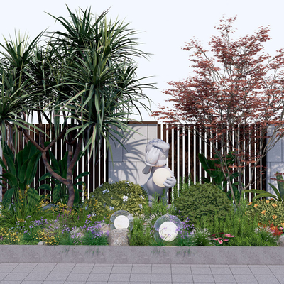  庭院花坛 植物堆su模型 