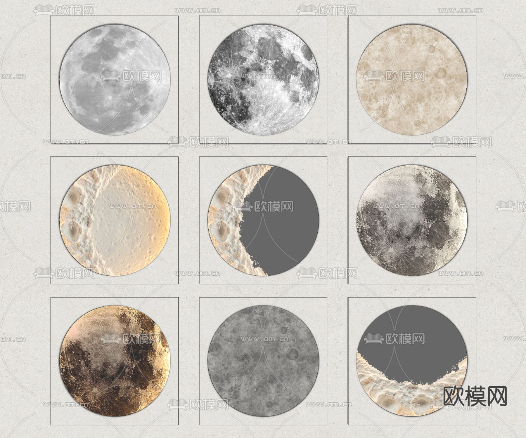 石膏壁灯 月球灯su模型下载（渲染图2）