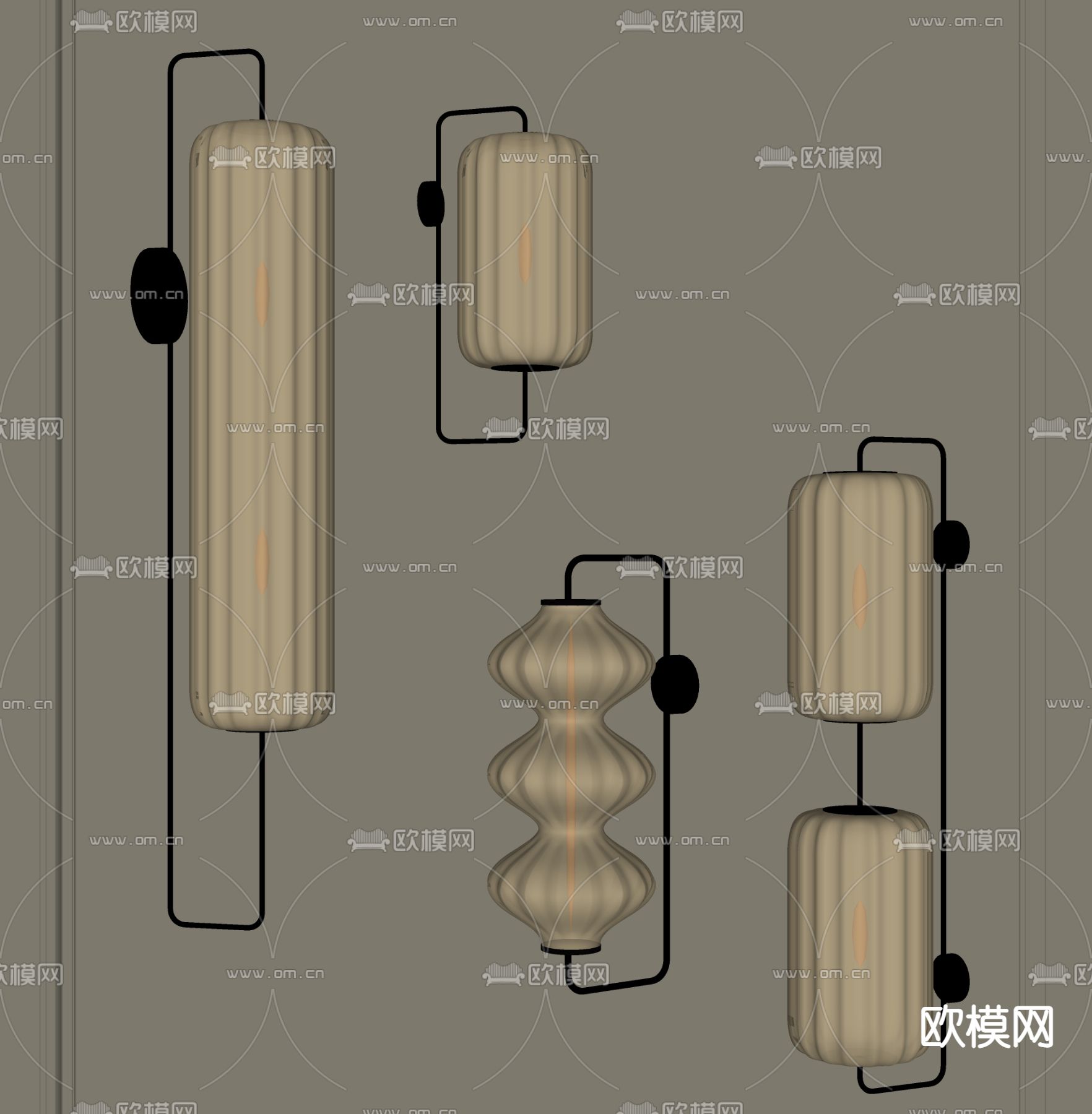 日式壁灯su模型