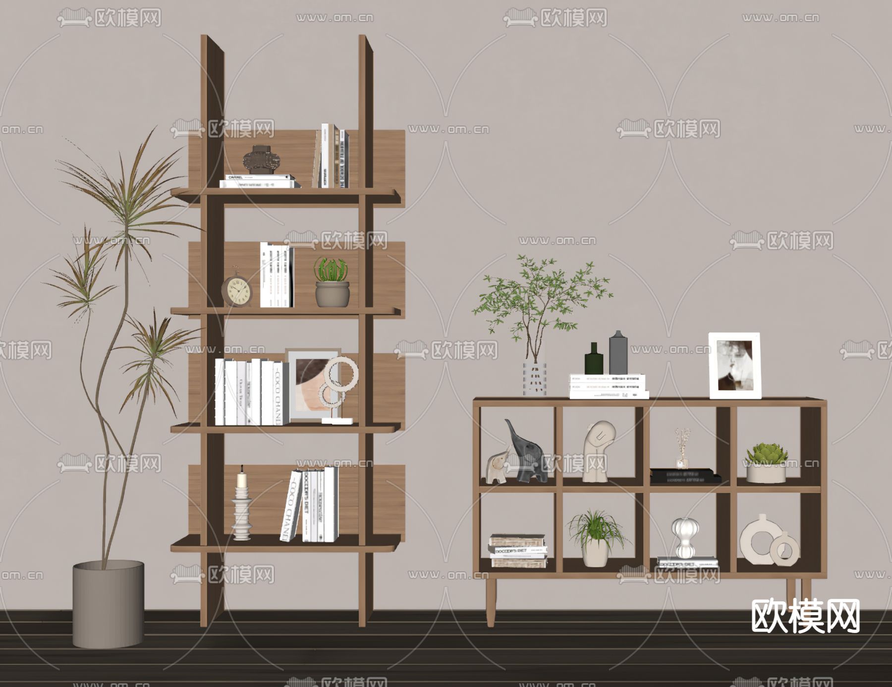 北欧书架 置物架su模型下载（渲染图3）