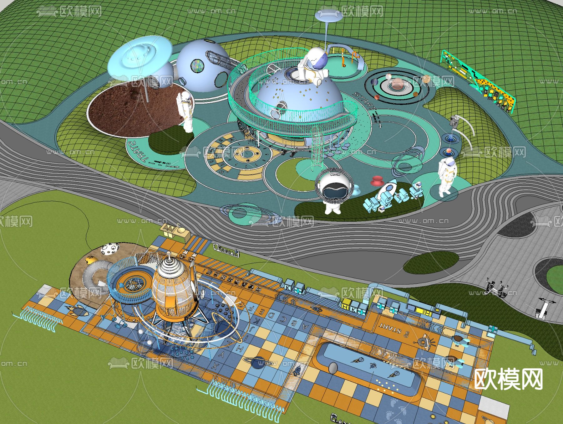 儿童乐园 游乐场su模型下载（渲染图4）