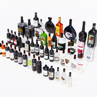  酒瓶 酒具 洋酒su模型 