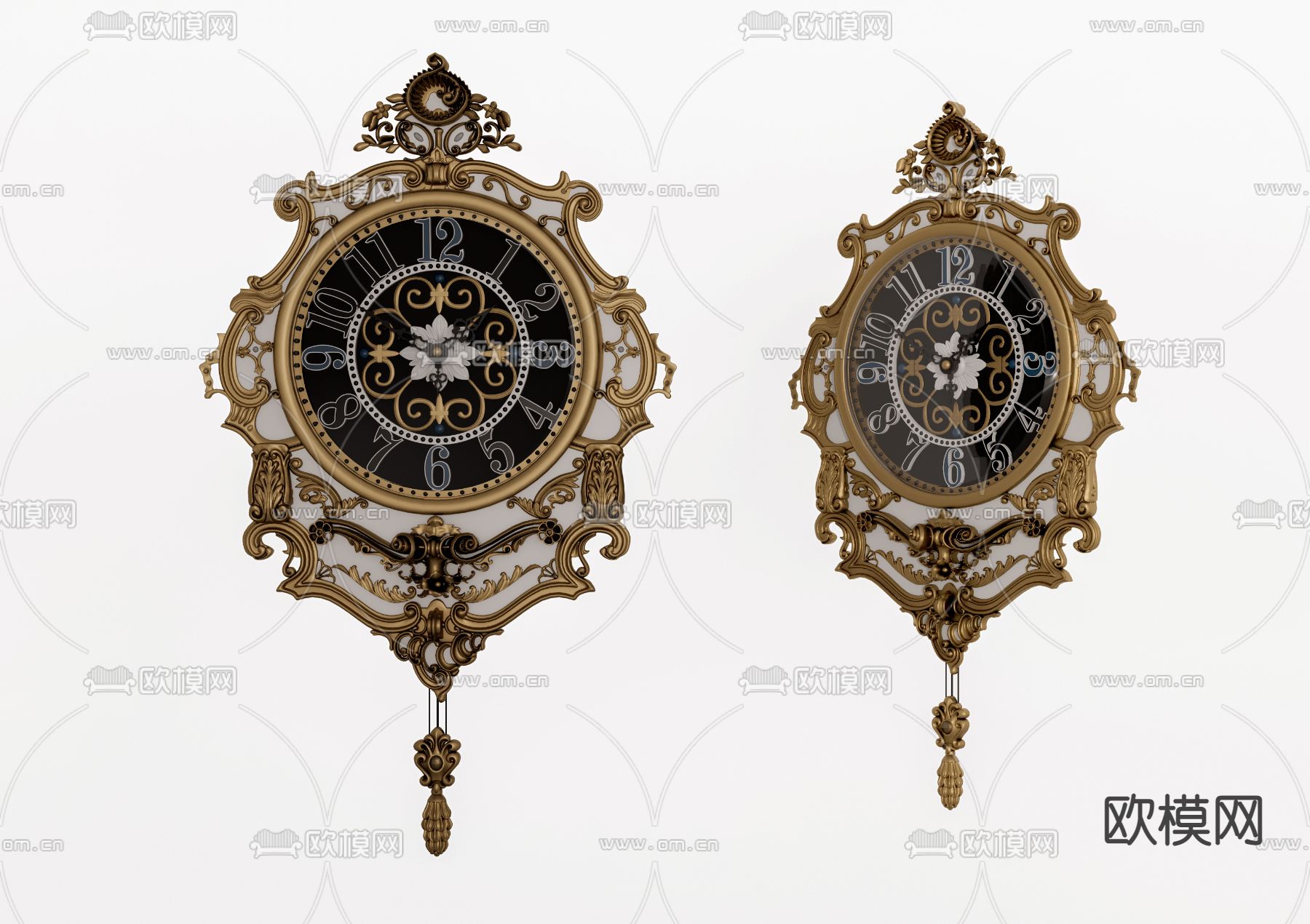 欧式古典挂钟su模型下载（渲染图2）
