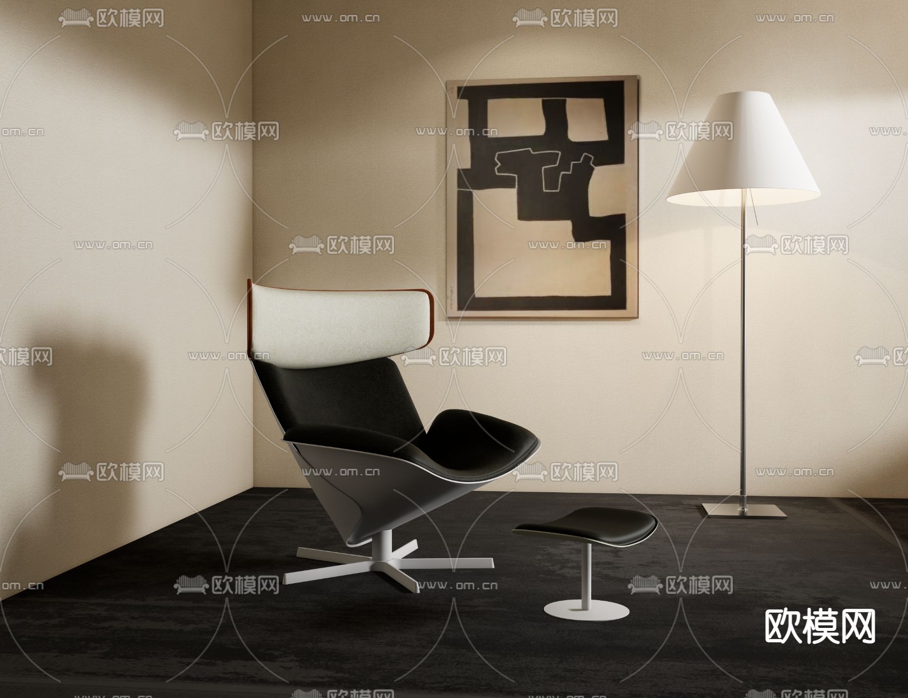 后现代休闲椅su模型下载（渲染图1）