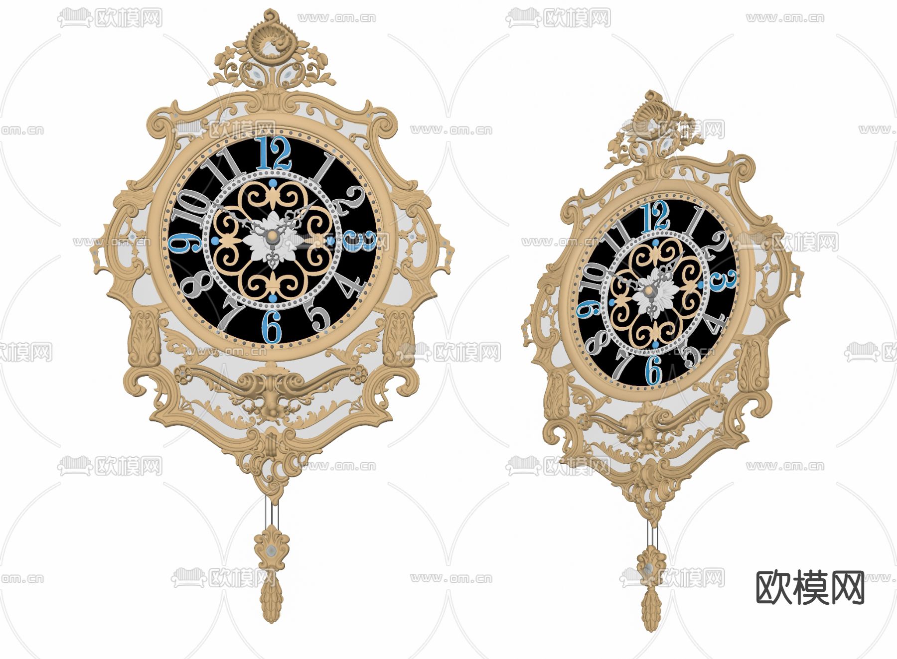 欧式古典挂钟su模型下载（渲染图1）