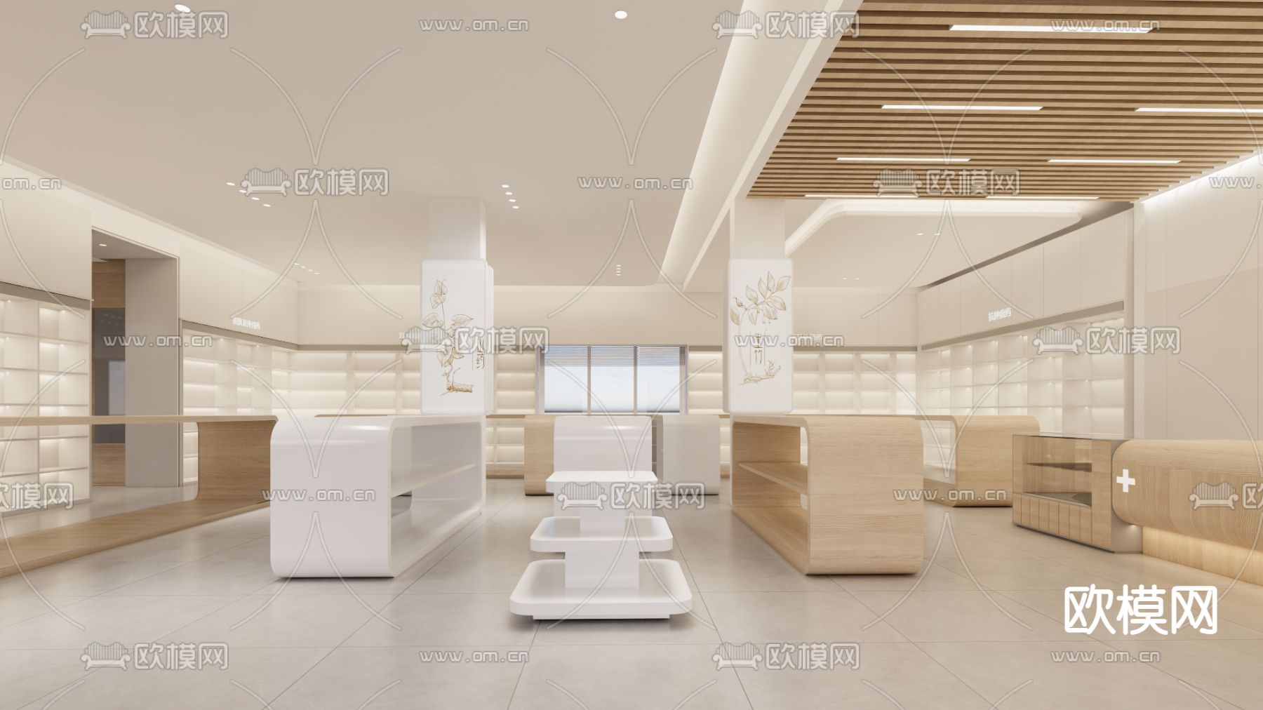 药店 药品架su模型下载（渲染图1）