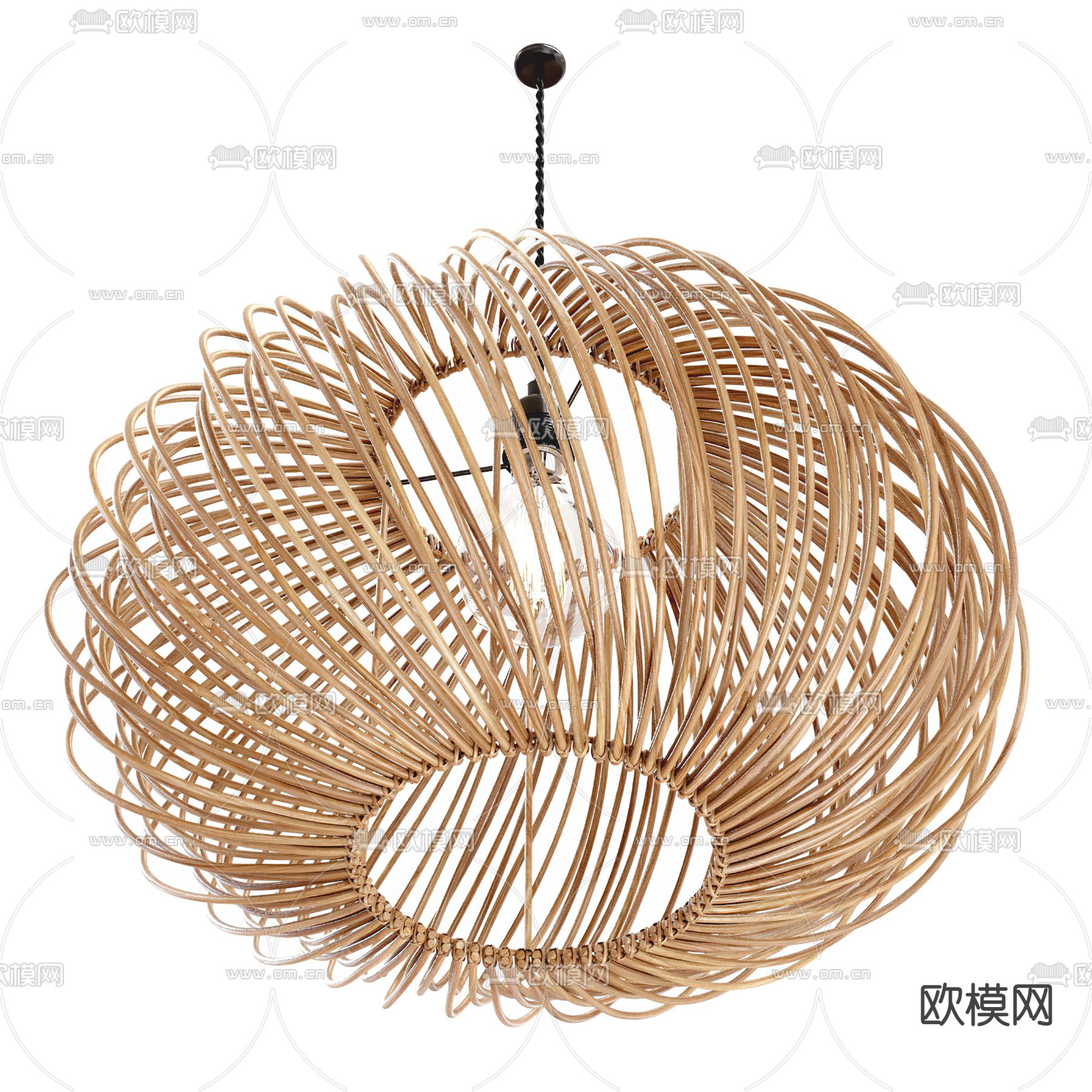 自然风吊灯 竹编吊灯su模型下载（渲染图1）