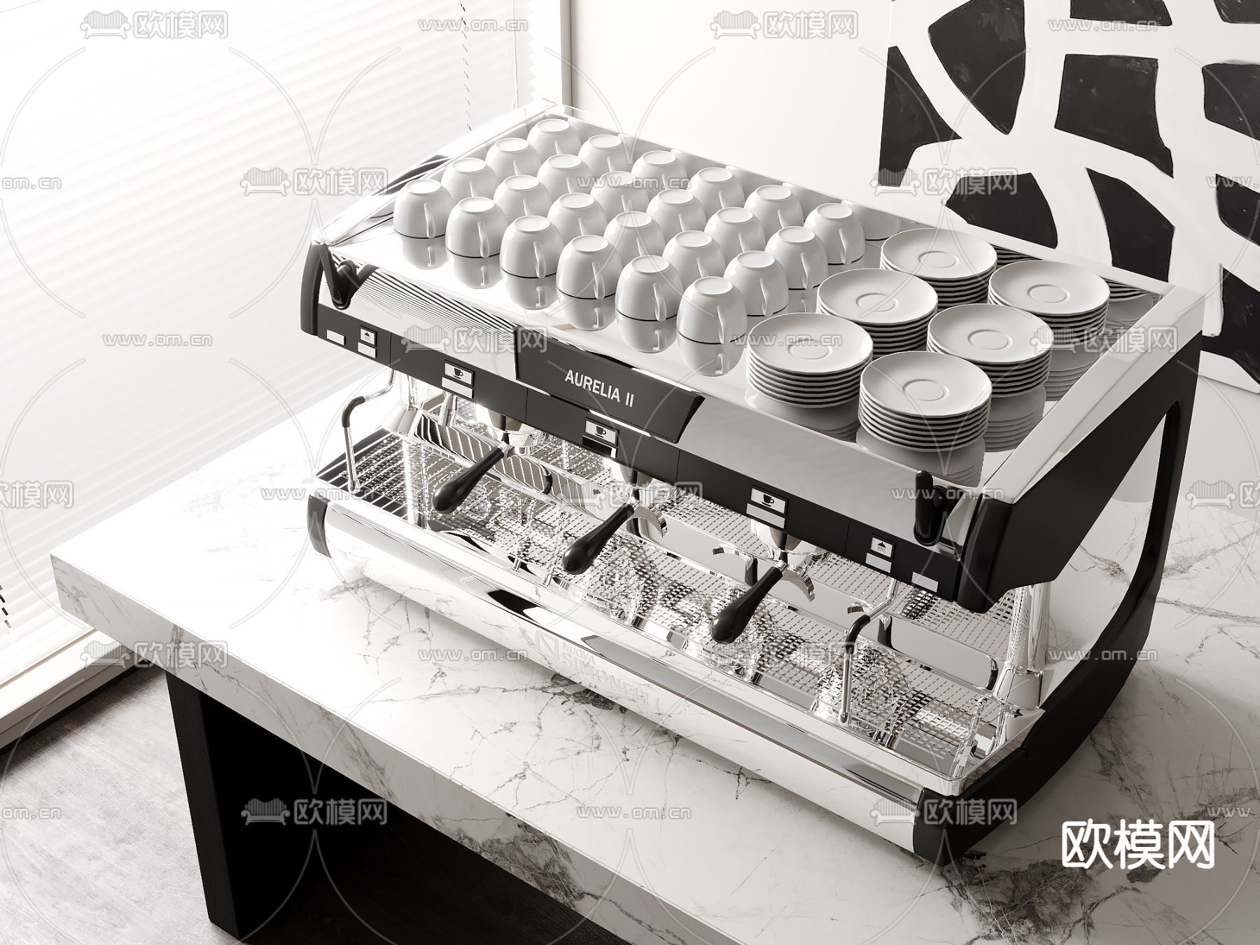 现代自助咖啡机su模型