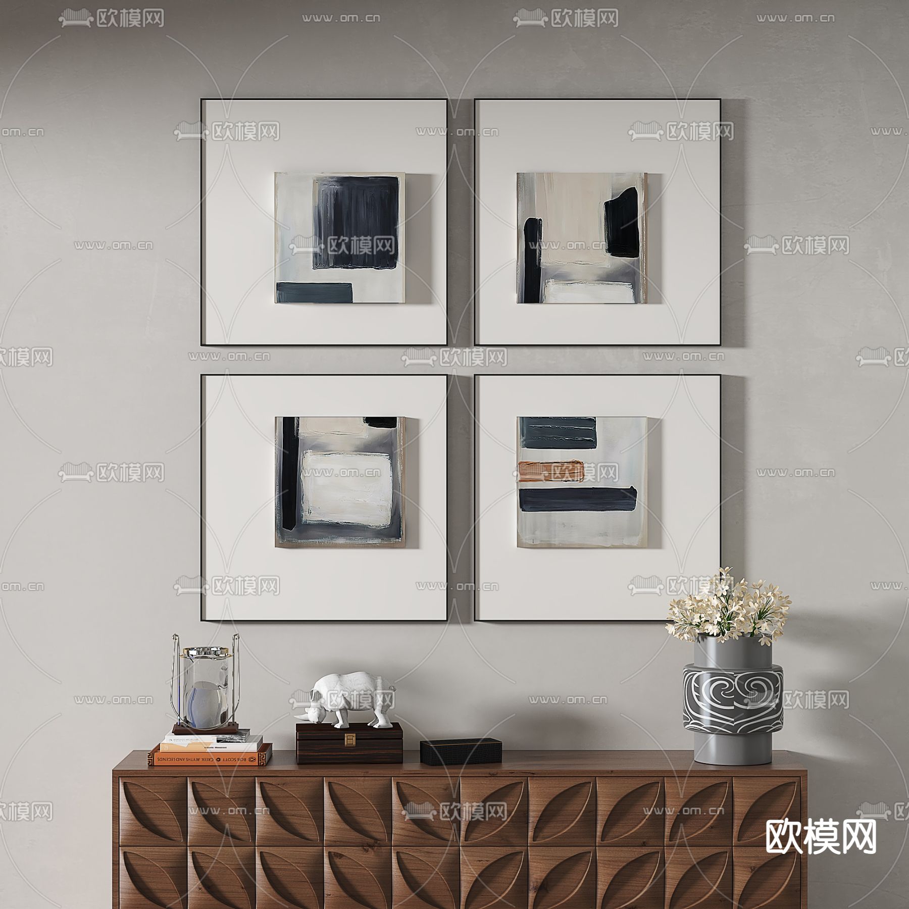 抽象画 装饰画 手绘3d模型下载