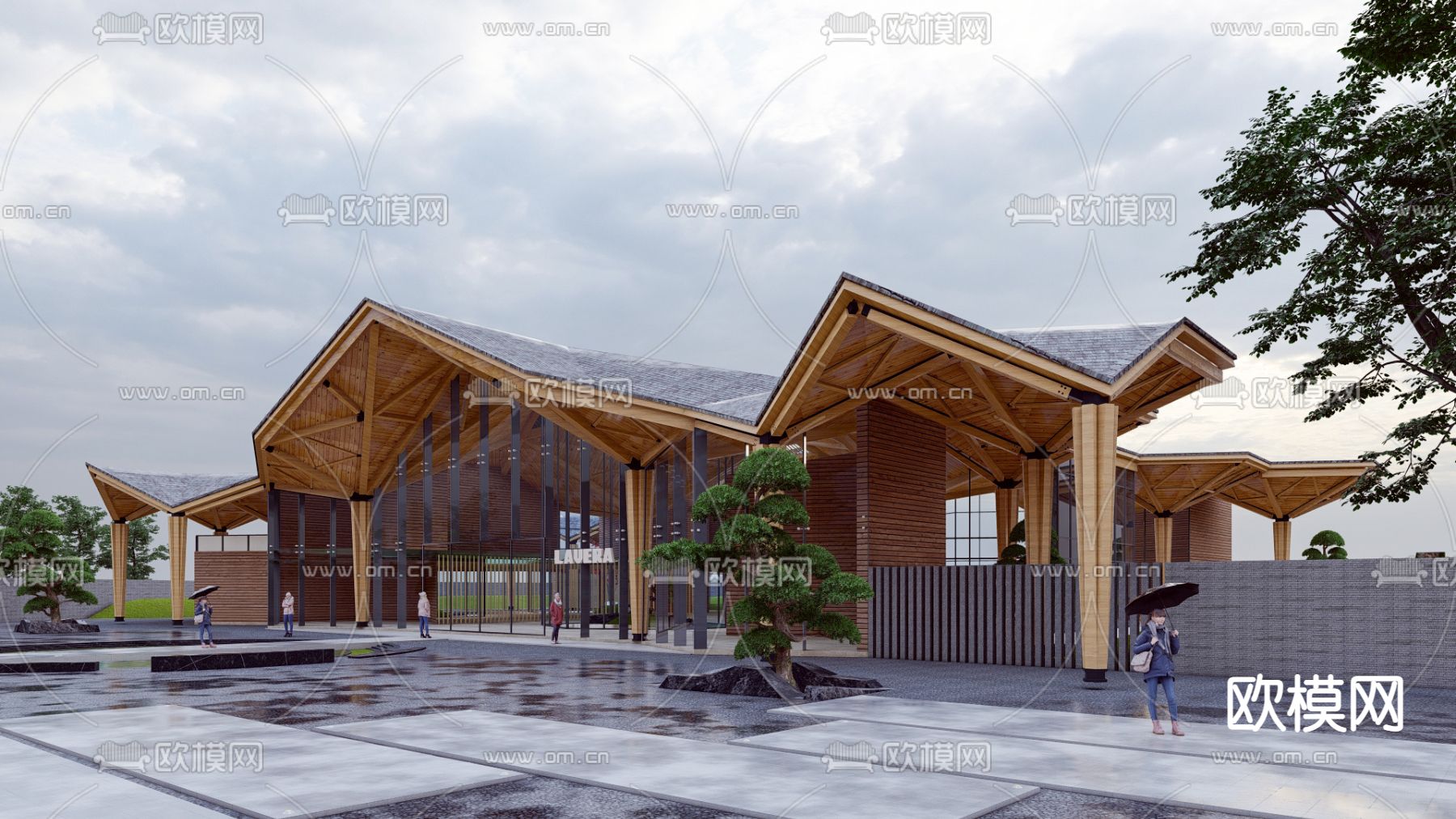 游客中心外观su模型下载（渲染图1）