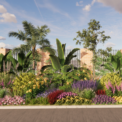  景观树 灌木丛 植物堆su模型 