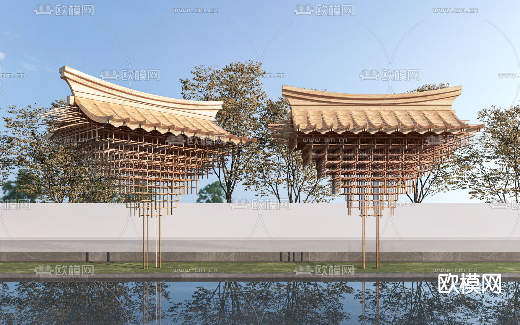 古建筑雕塑 屋檐su模型下载（渲染图1）