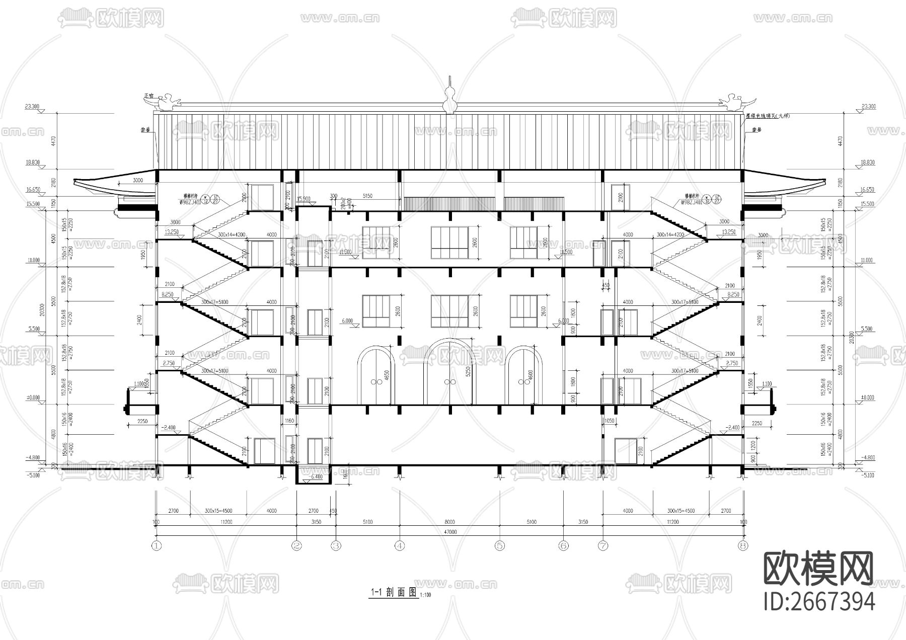 静音寺CAD施工图下载（渲染图4）