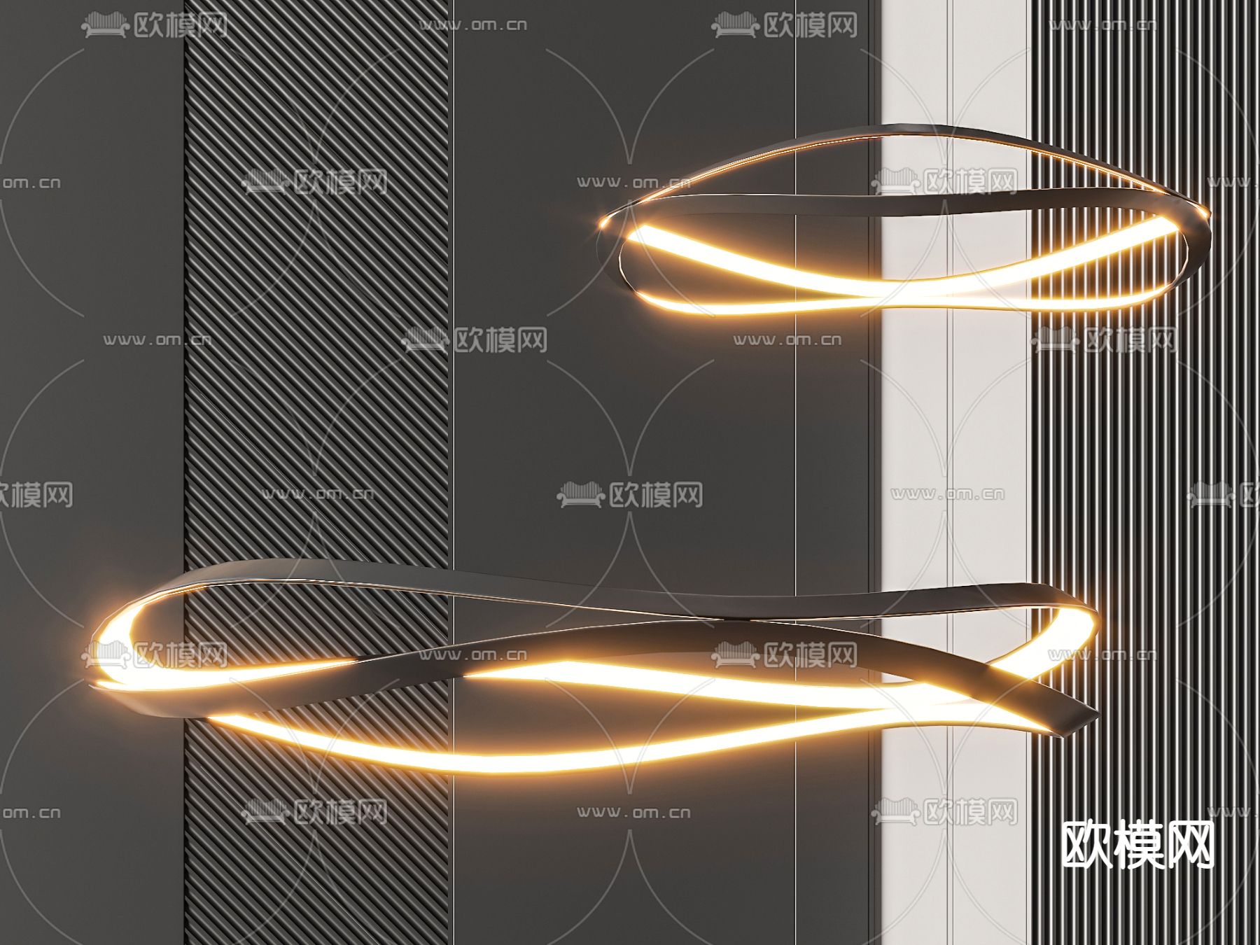 曲线吊灯 大厅吊灯3d模型下载