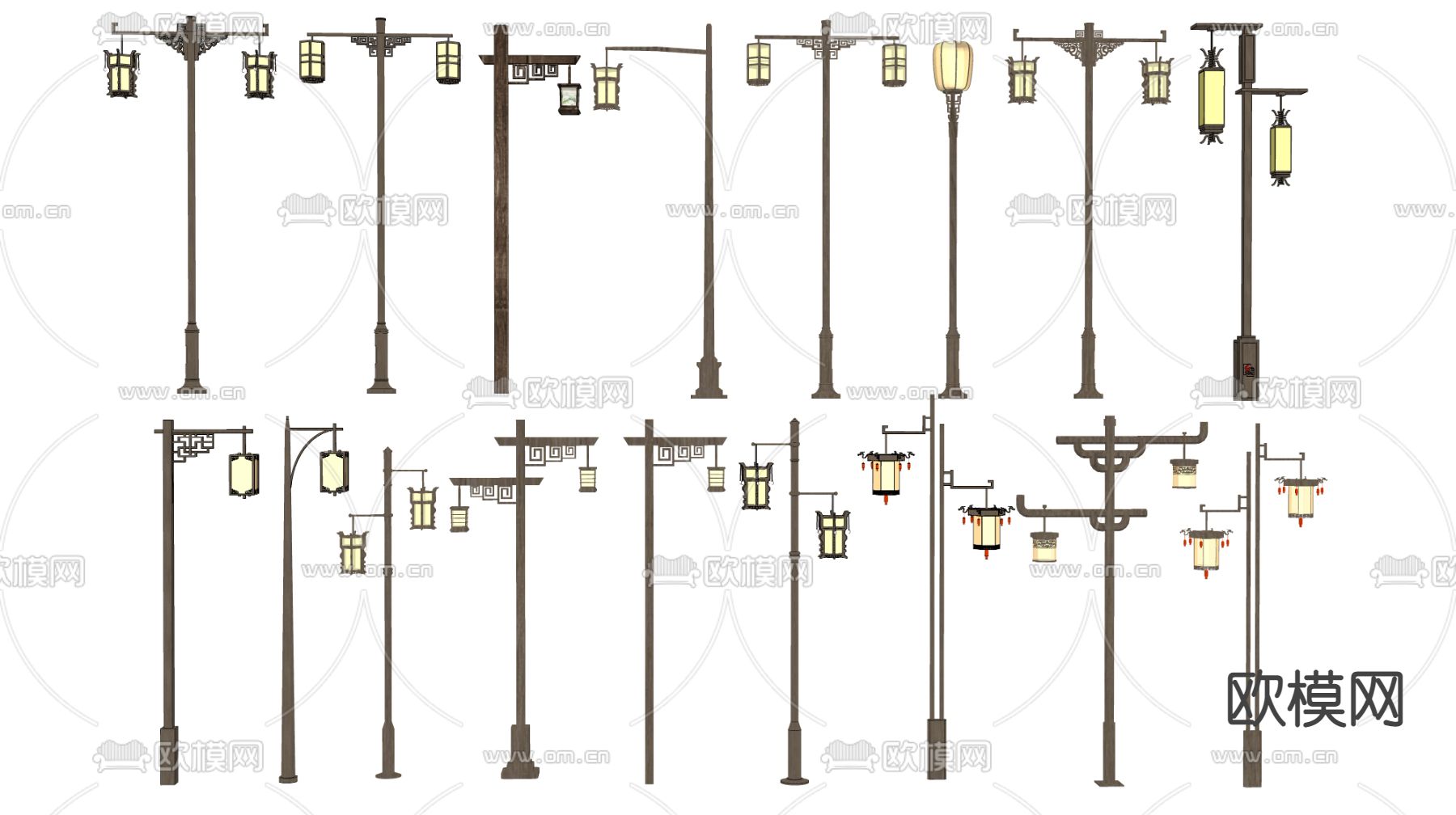 乡村路灯 高杆灯 庭院灯su模型下载（渲染图3）