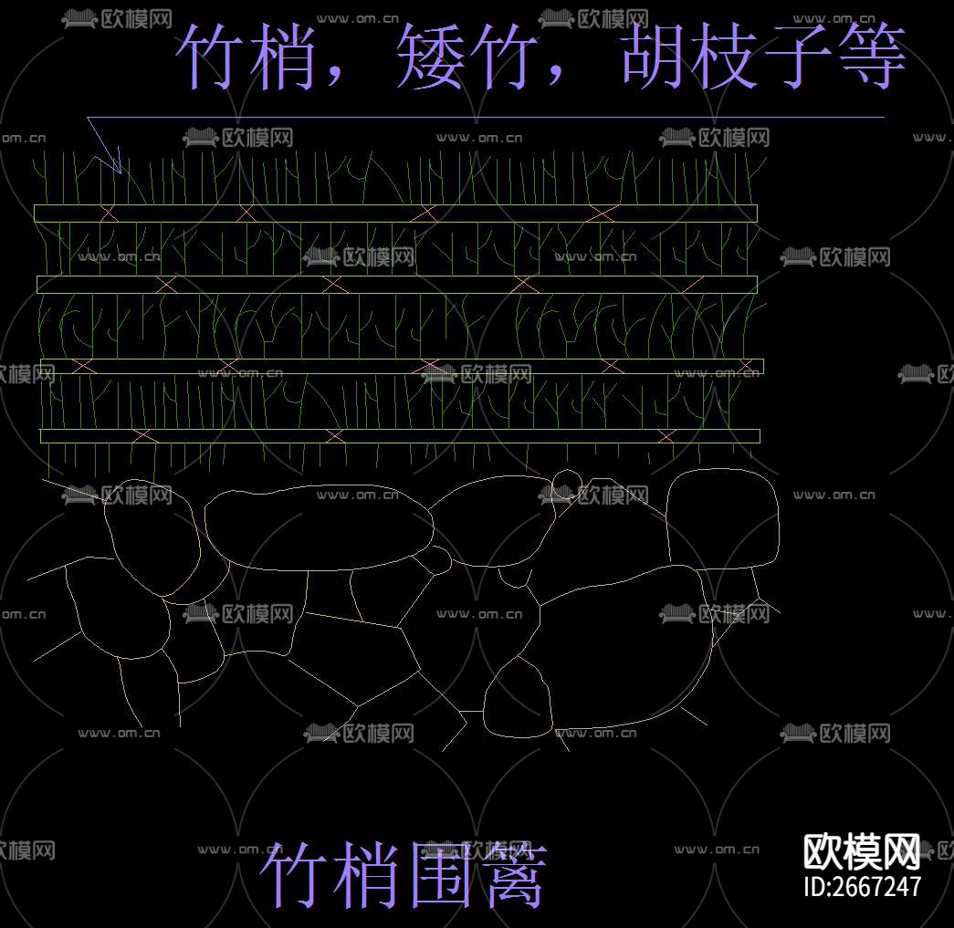 篱笆围栏CAD节点大样下载（渲染图9）