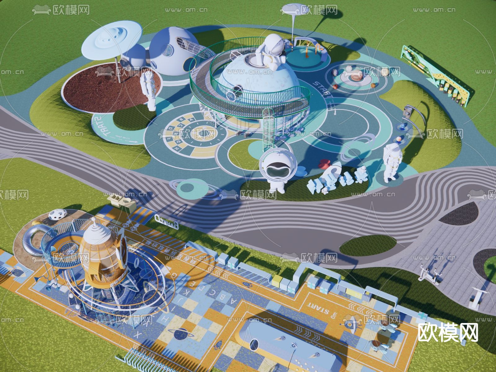 儿童乐园 游乐场su模型下载（渲染图1）