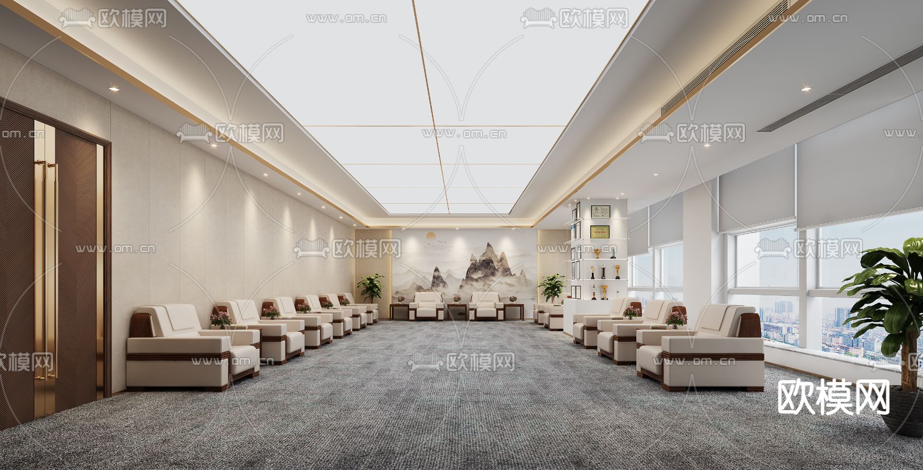 现代接待室3d模型下载_ID14113330_3dmax免费模型-欧模网