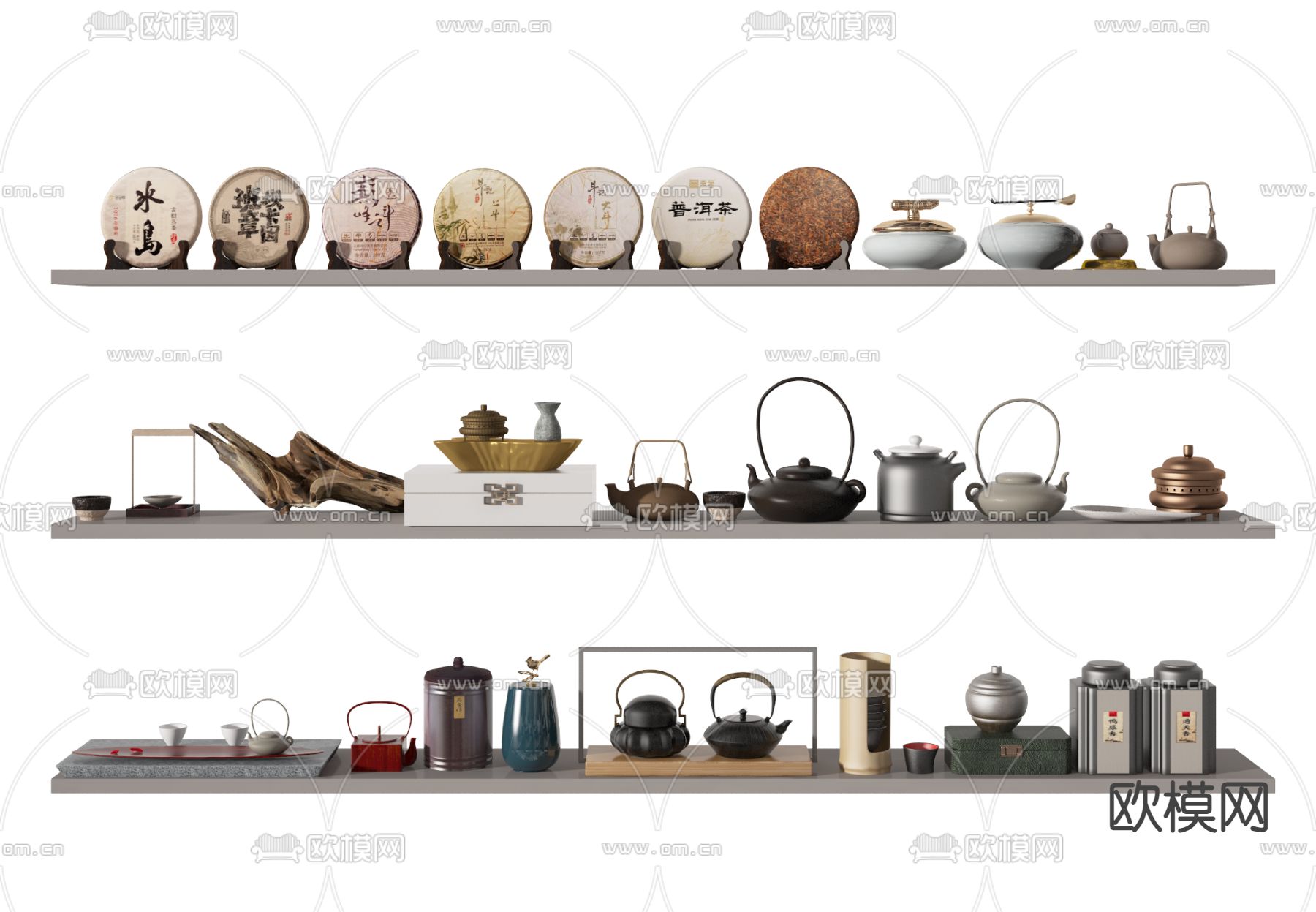 茶叶 茶具 茶饼 茶壶su模型下载（渲染图1）