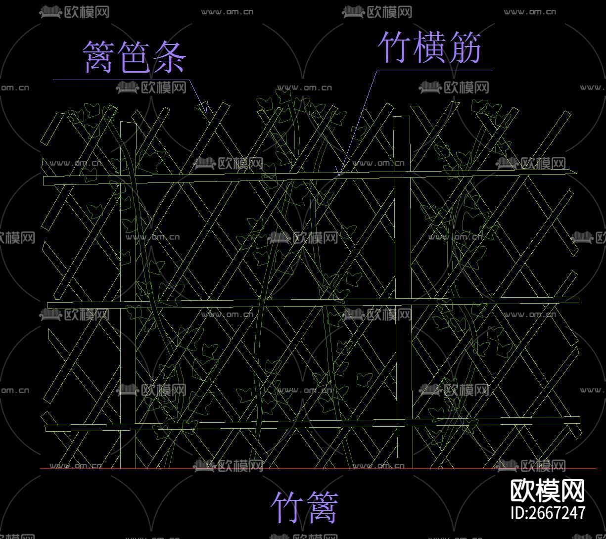 篱笆围栏CAD节点大样下载（渲染图5）