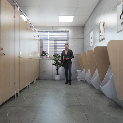  男卫生间 洗手间su模型 